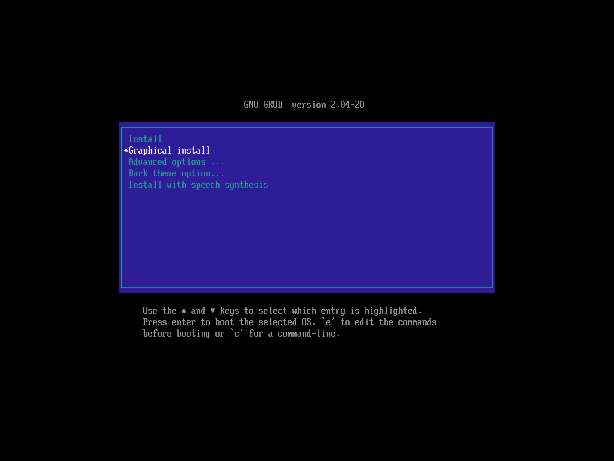 Debian ARM64 installer menu