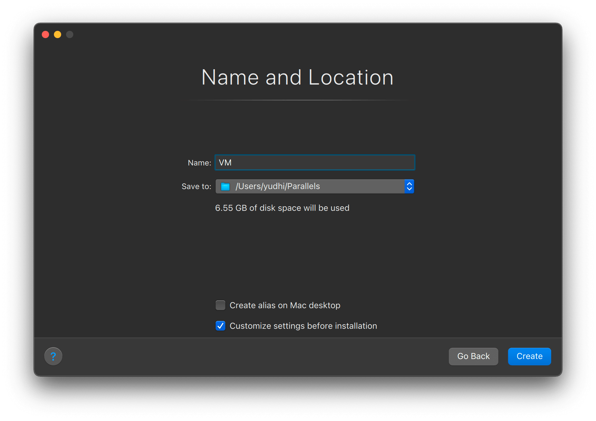 Naming the virtual machine